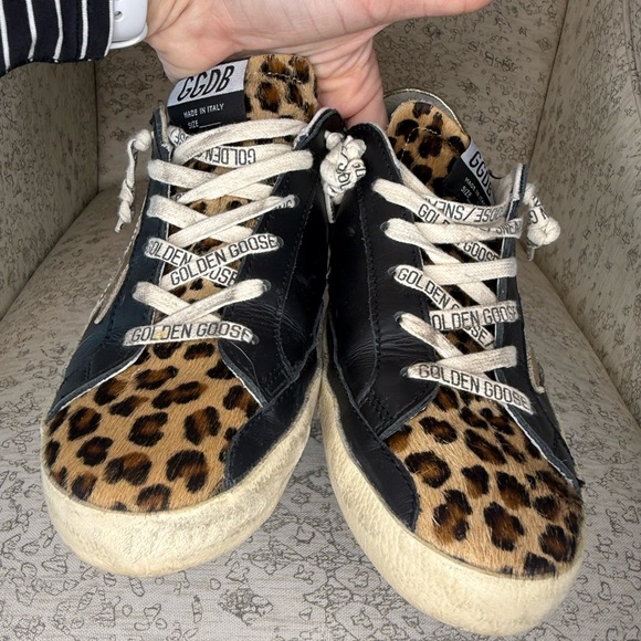Golden Goose Black/Leopard/Gold Calf Hair Super-Star Private/Edt- Size 39 (9) - Picture 2 of 16